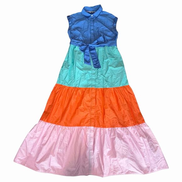 Boden Dresses & Skirts - Boden Women's Maxi Dress Size 8 Multicolor 100% Cotton Tiered Belted Alexa